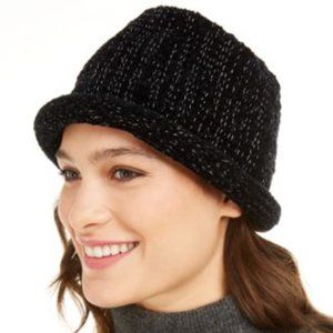 NWT-August Hats-Blk/Silver Chenille Cloche Hat-OS